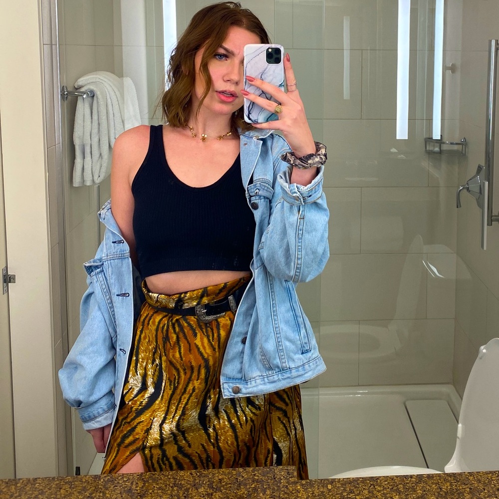 Princess Polly Tiger Print MIDI Skirt w/ slit Size 6